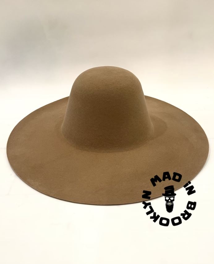Camel 70% rabbit / wool felt capeline western weight 220 grams, 12 cm brim , or 180 grams 10 cm brim option. BULK orders can be arranged.