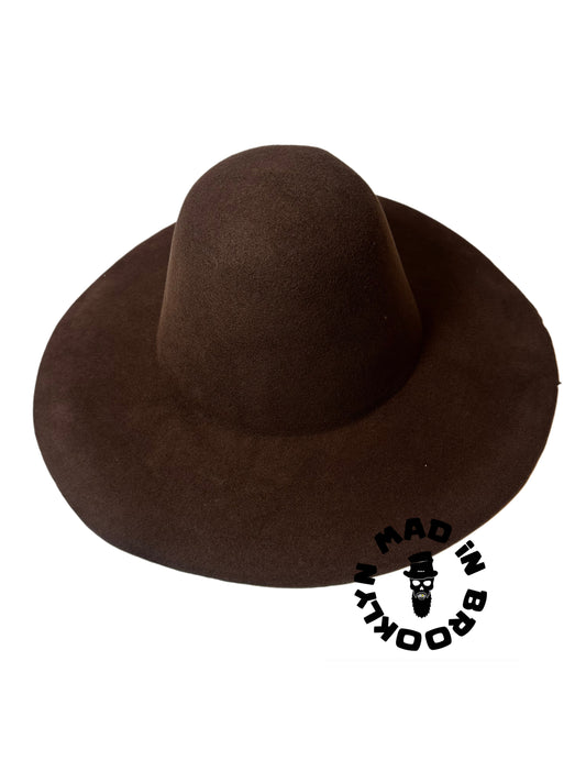Brown 70% rabbit / wool felt capeline western weight 220 grams, 12 cm brim