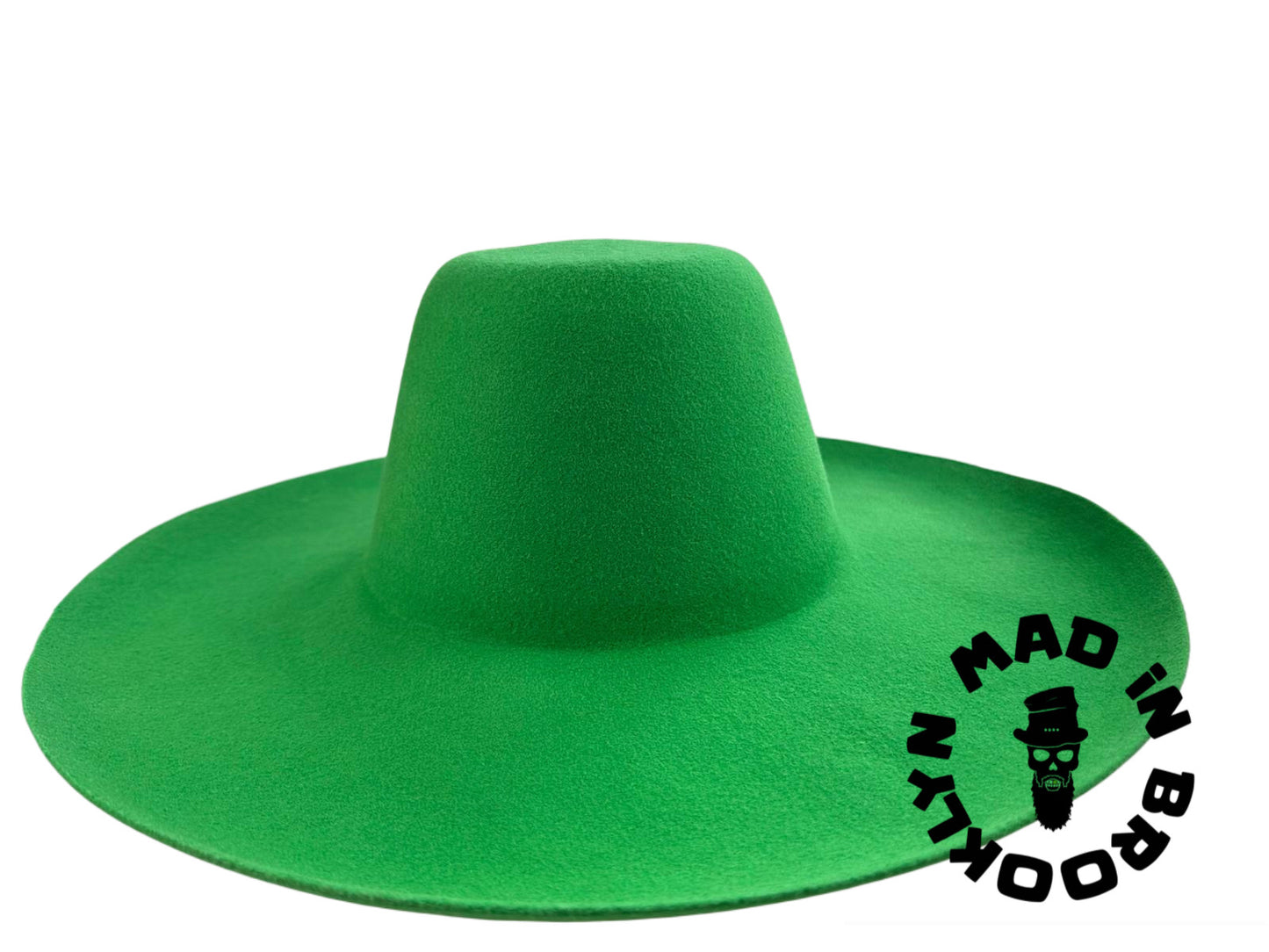 Kelly green 70% rabbit / wool felt capeline western weight 220 grams, 12 cm brim. BULK orders can be arranged.