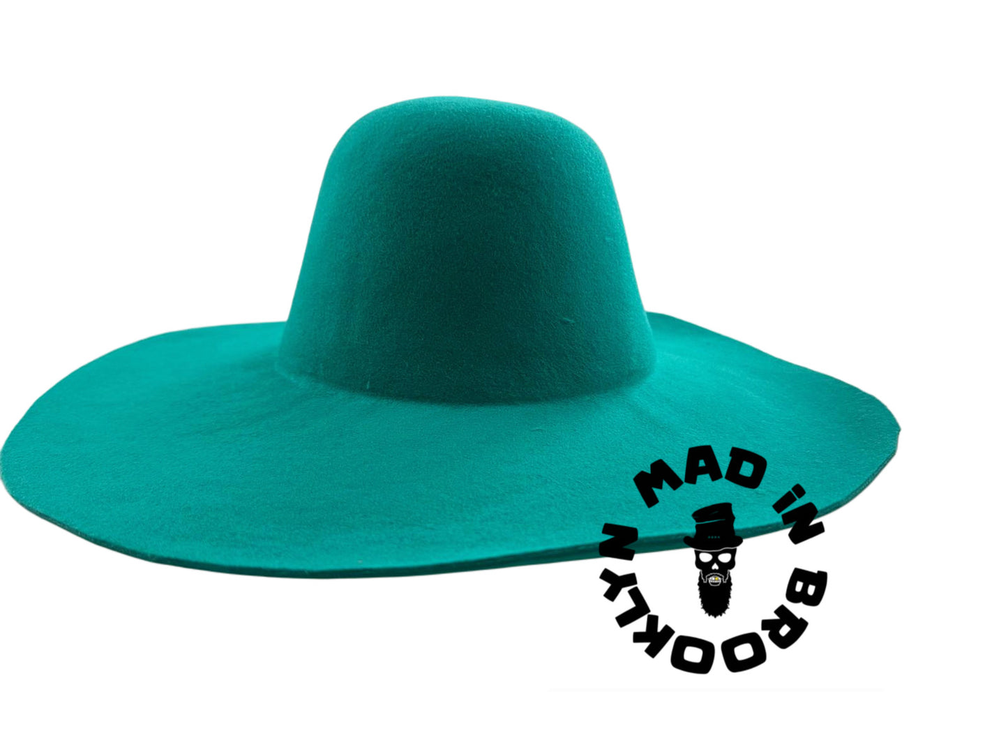 Aquamarine 70% rabbit / wool felt capeline western weight 220 grams, 12 cm brim. BULK orders can be arranged.