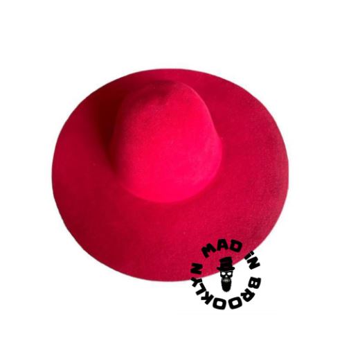 Red 70% rabbit / wool fur felt capeline western weight 220 grams, 12 cm brim. BULK orders can be arranged. please contact us directly