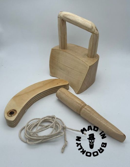 Hat making wooden tools combo , runner ( pusher downer) , puller downer , tolliker, blocking cord ,