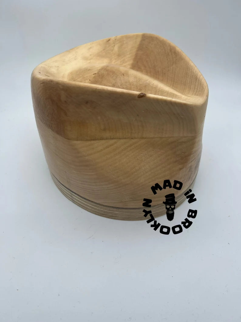 Wooden Hat block tear drop , fedora hat making /millinery