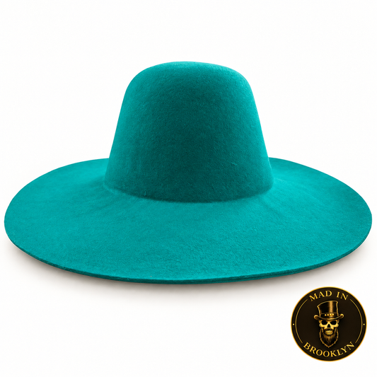 Aquamarine western-weight felt capeline for professional hat making