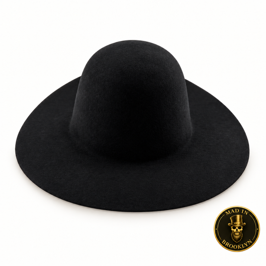 Black western-weight felt capeline for professional hat making