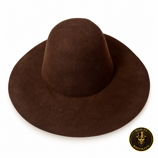Brown western-weight felt capeline for professional hat making