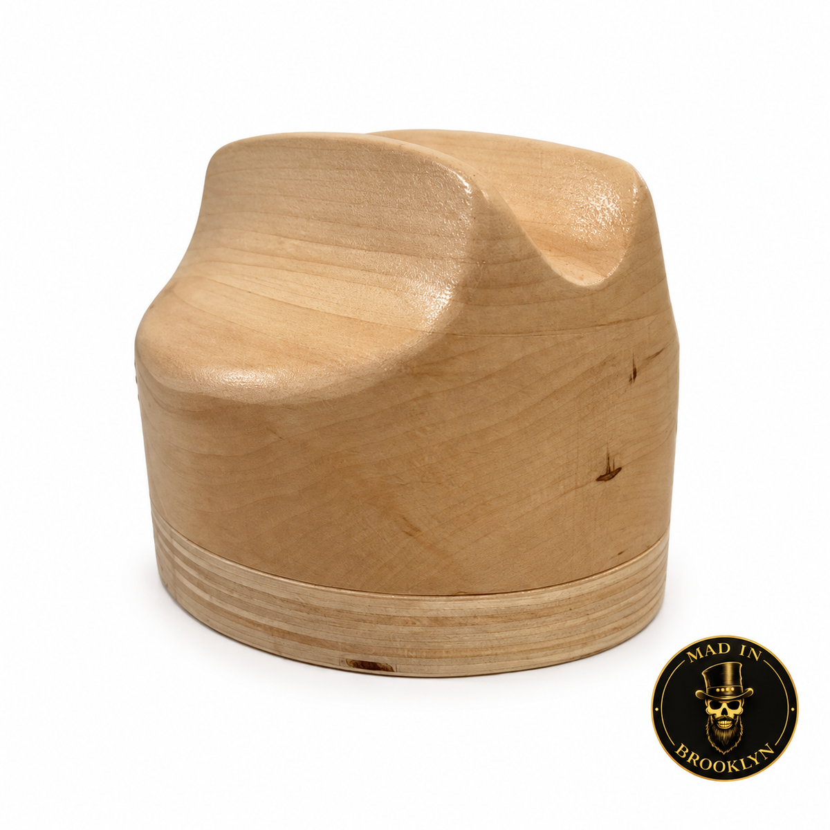 Cattleman Open Road wooden hat block, alternate side view