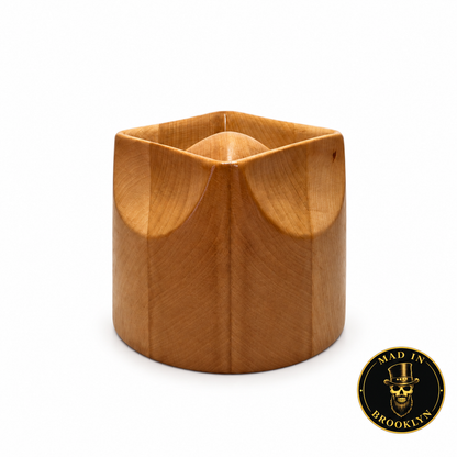 Diamond crown wooden hat block, alternate front view