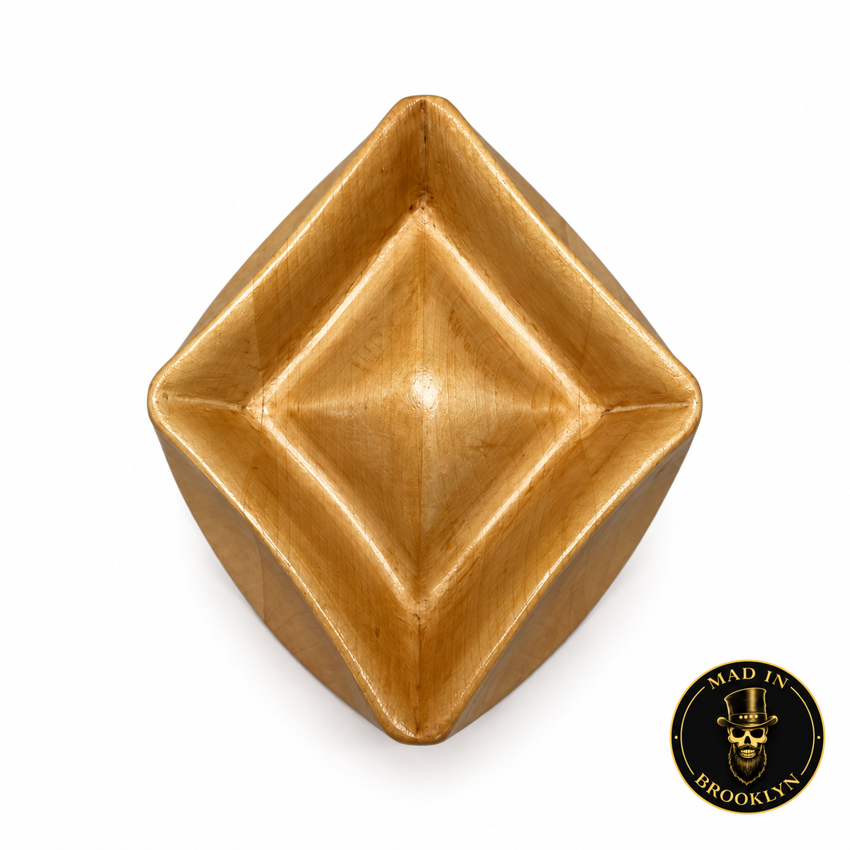 Diamond crown wooden hat block, overhead detail
