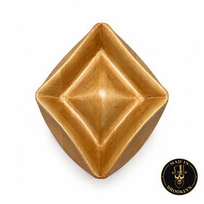 Diamond crown wooden hat block, overhead detail
