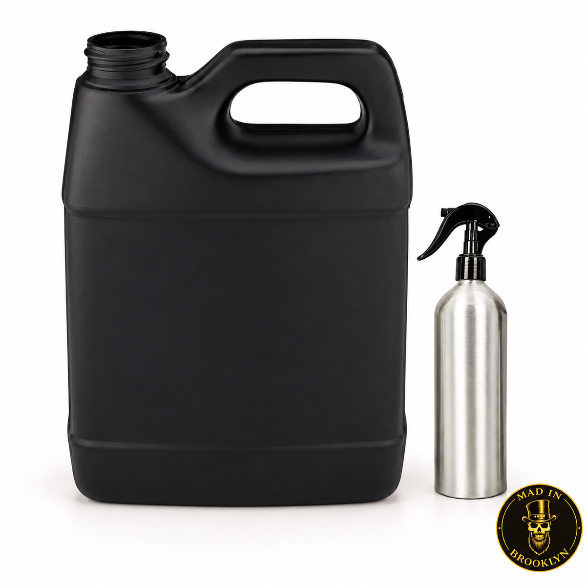 Half-gallon felt hat stiffener with reusable aluminum spray bottle