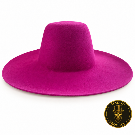 Fuchsia western-weight felt capeline for professional hat making