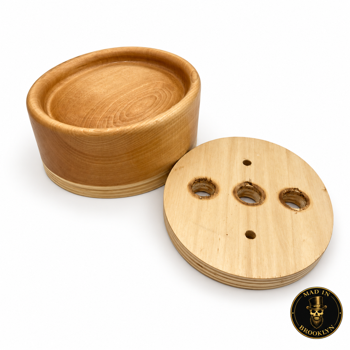 Gaucho pork pie wooden hat block with removable die plate