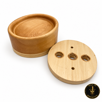 Gaucho pork pie wooden hat block with removable die plate