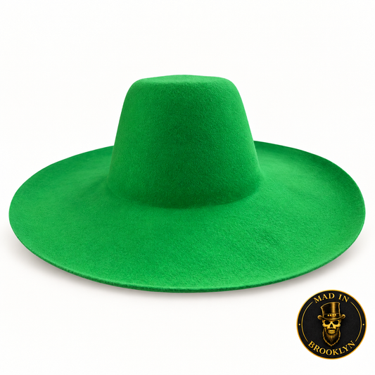Kelly green western-weight felt capeline for professional hat making