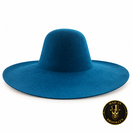 Light blue western-weight felt capeline for professional hat making