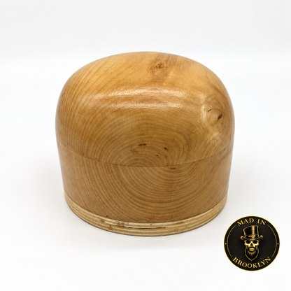No. 51 Rounded Open-Crown Wooden Hat Block with detachable die plate by Mad in Brooklyn