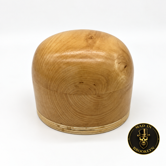 No. 51 Rounded Open-Crown Wooden Hat Block with detachable die plate by Mad in Brooklyn