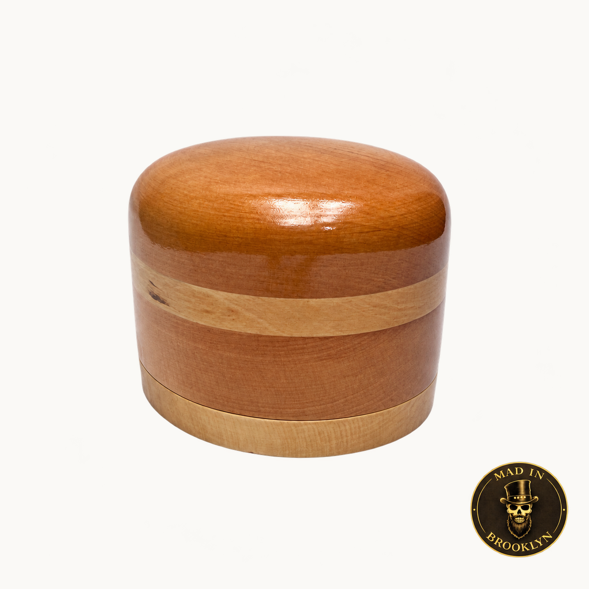 No. 52 Flat-Top Open-Crown Wooden Hat Block, three-quarter view