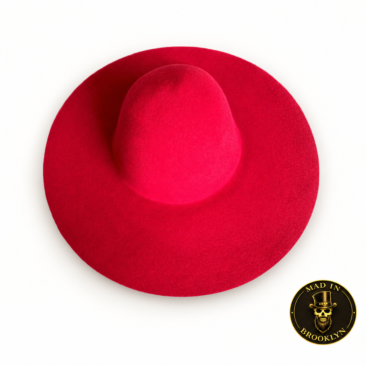 Red western-weight felt capeline for professional hat making