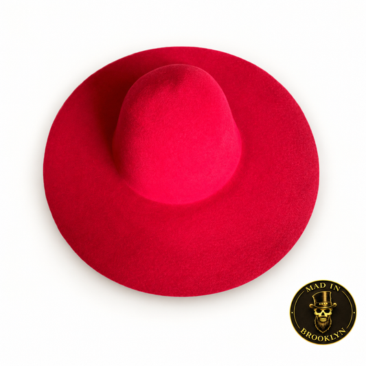 Red western-weight felt capeline for professional hat making
