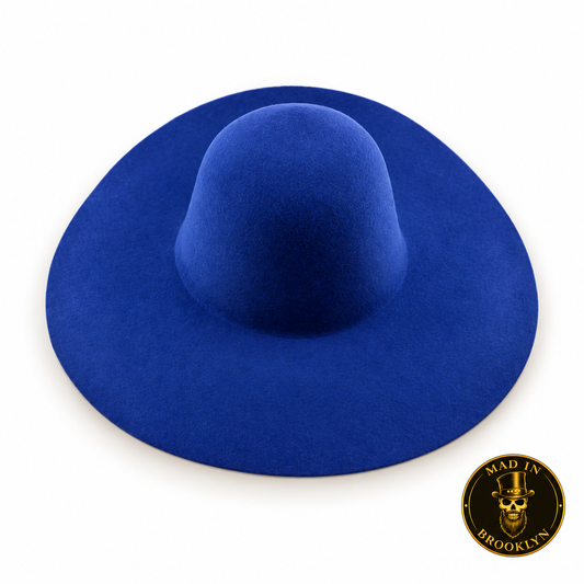 Royal blue western-weight felt capeline for professional hat making