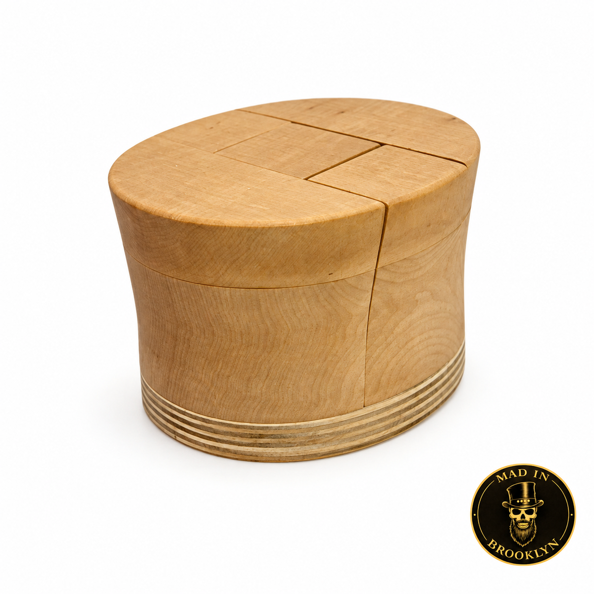 Five-piece top hat wooden block, three-quarter view