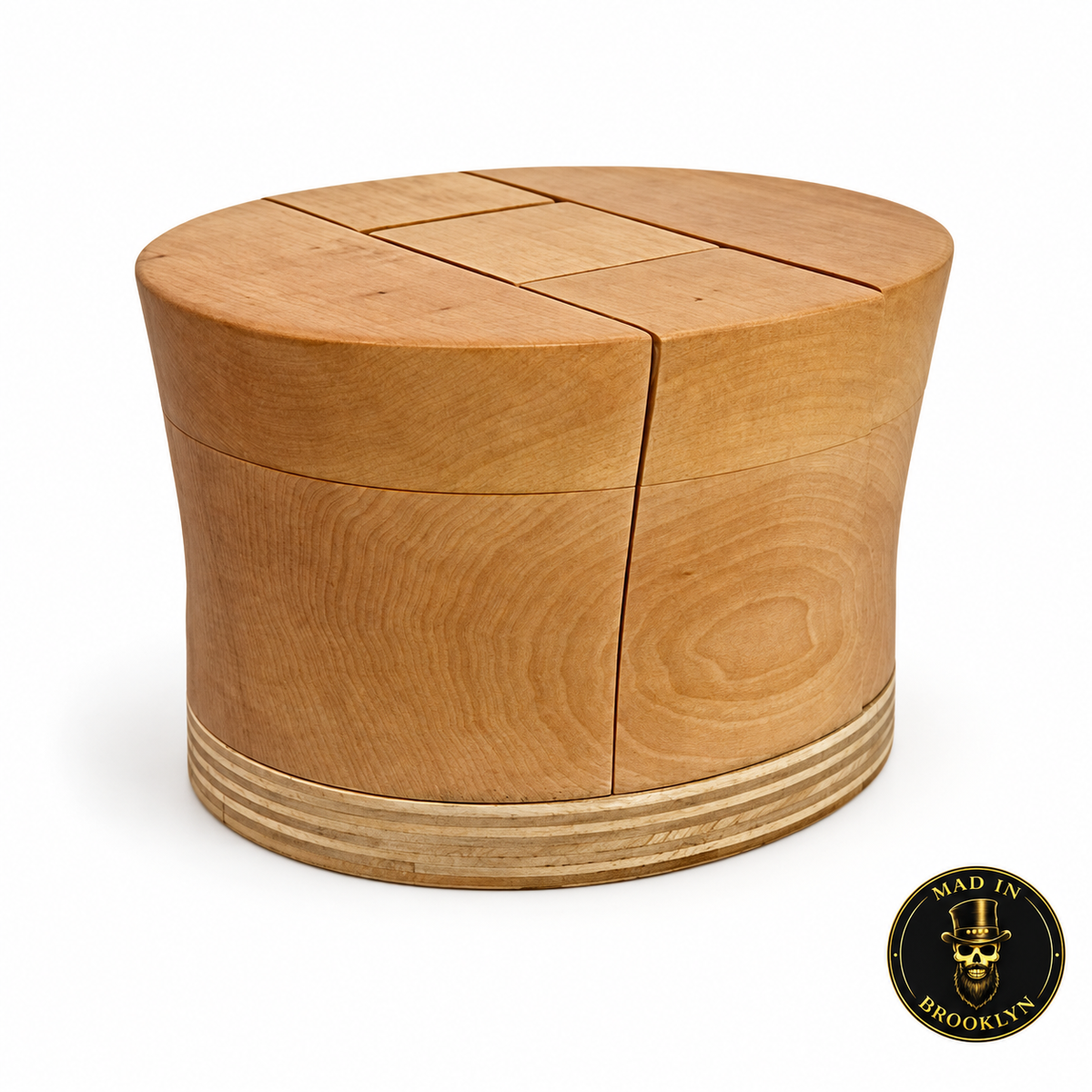 Five-piece top hat wooden block, front three-quarter view