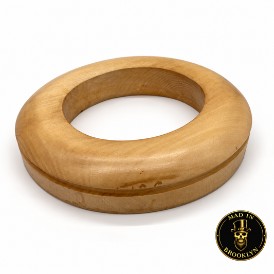 Upturned wooden brim block and millinery flange for hat making