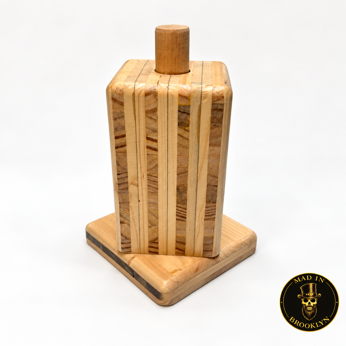 Wooden hat block spinner and elevated stand, main view